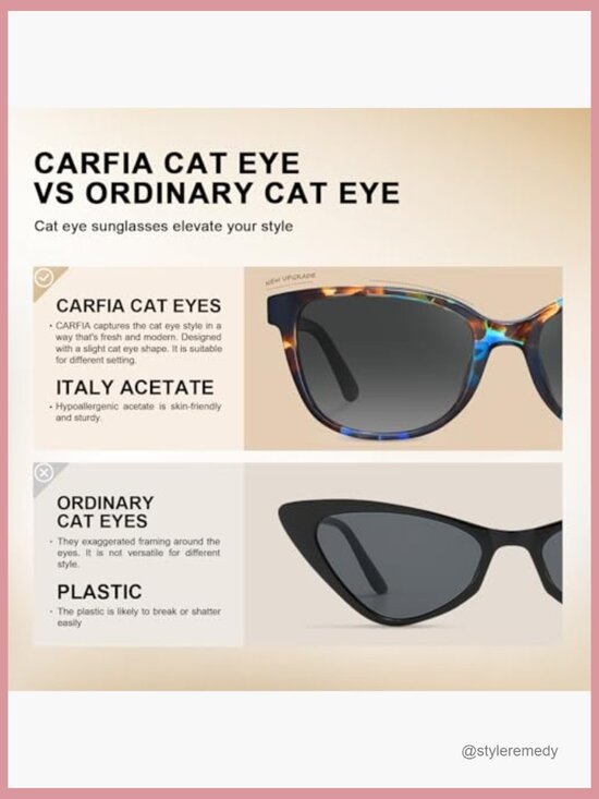 Women\'s Acetate Polarized Cat Eye Sunglasses UV400 Protection Handmade Trendy